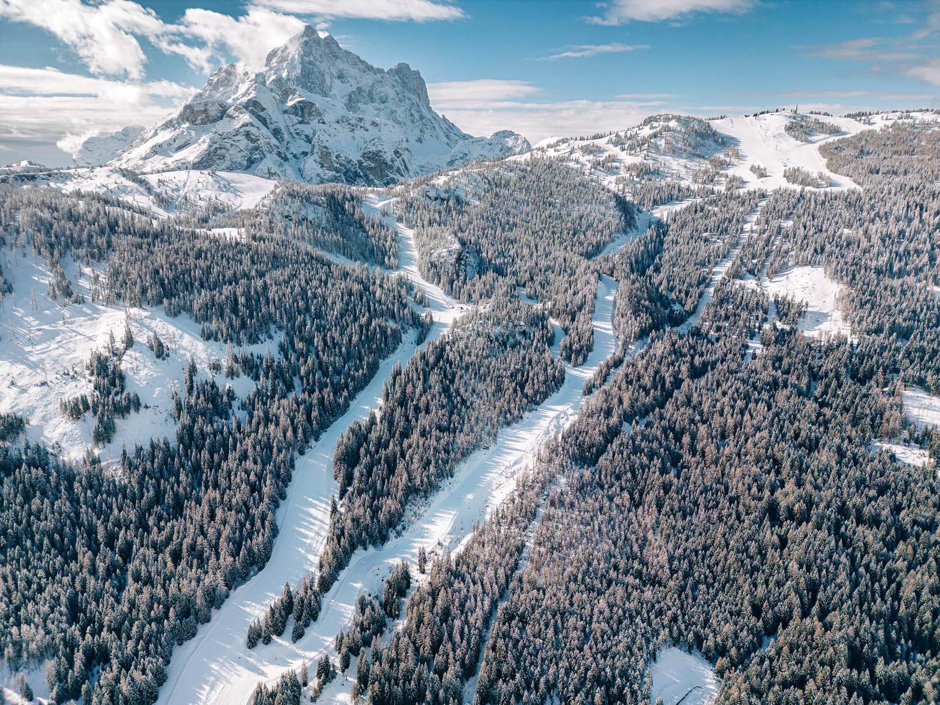Monte Civetta e piste da sci Pescul neve