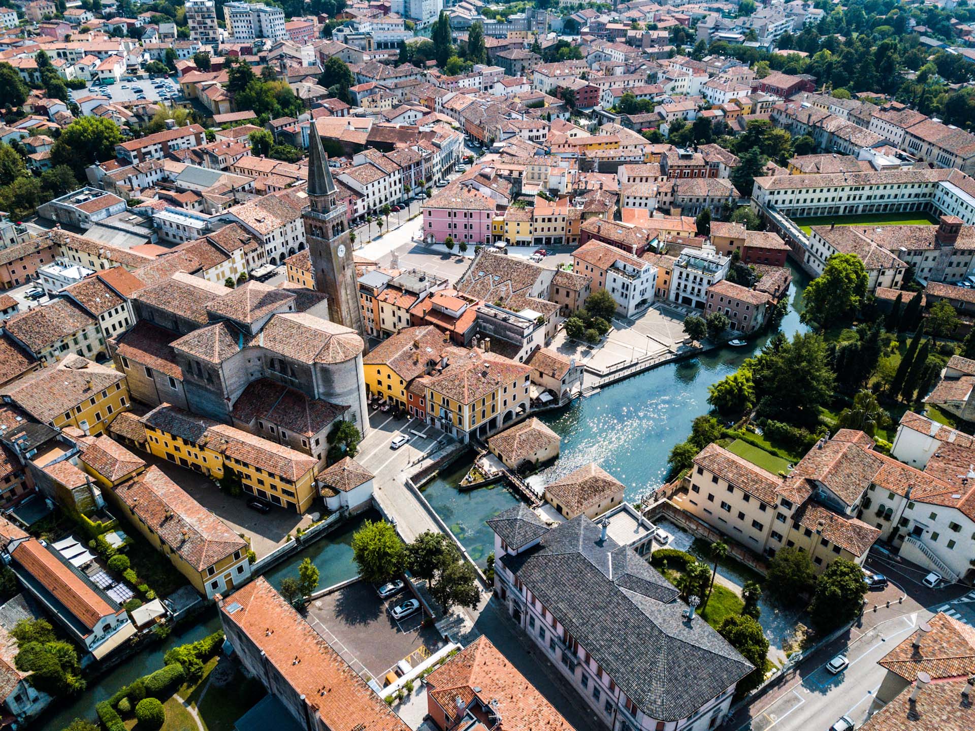 Portogruaro panoramica Duomo e fiume Lemene