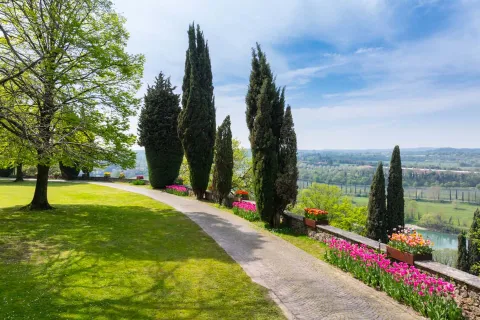 Parco Giardino Sigurtà fiorito con tulipani