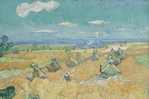 Dipinto Campi di grano con falciatore di Vincent Van Gogh