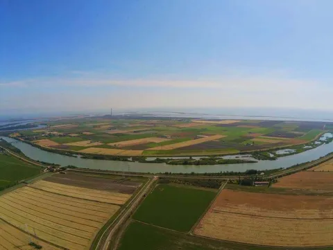 Veduta aerea campi nei pressi di Porto Tolle