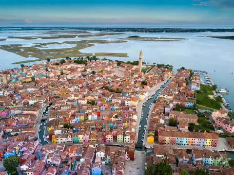 Panoramica dell'isola di Burano e della laguna