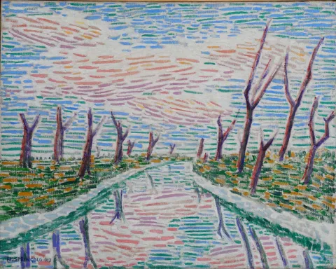 Nino Springolo, Canale presso la laguna, 1913. Olio su tela, cm 51 × 64. Musei Civici di Treviso