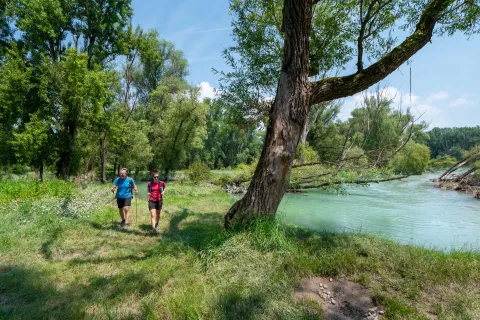 Escursionisti lungo il Brenta a Carmignano di Brenta