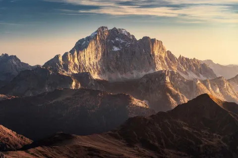 Monte Civetta con l'enrosadira al tramonto