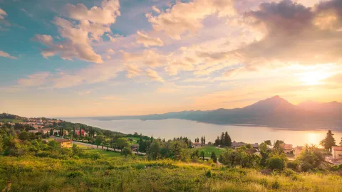 Vista panoramica al tramonto