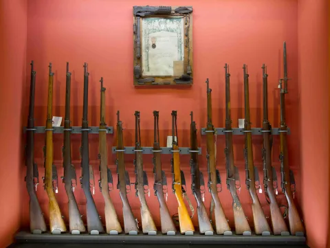 Fucili della Prima Guerra Mondiale esposti al Museo della Battaglia di Vittorio Veneto a Ceneda