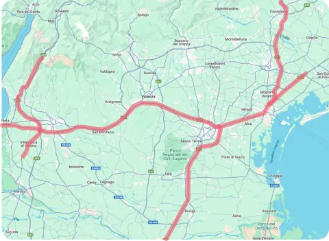 Mappa autostrade Veneto