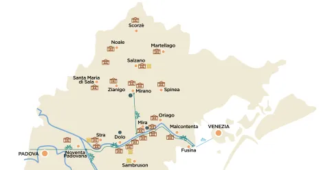 Mappa delle città e delle ville della Riviera del Brenta