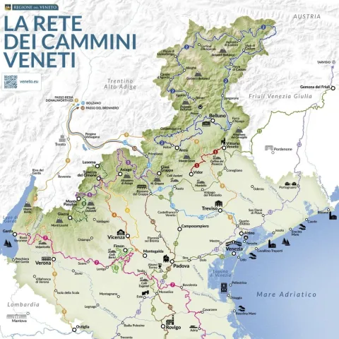 Mappa dei cammini della Regione del Veneto