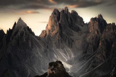 Cadini di misurina al tramonto dal punto panoramico